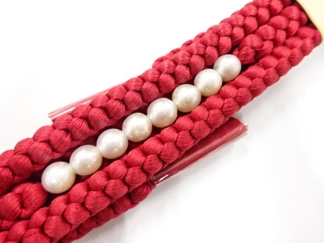 JAPANESE KIMONO / ANTIQUE UNUSED PEARL OBIDOME (SASH CLIP) / HAND-TIED